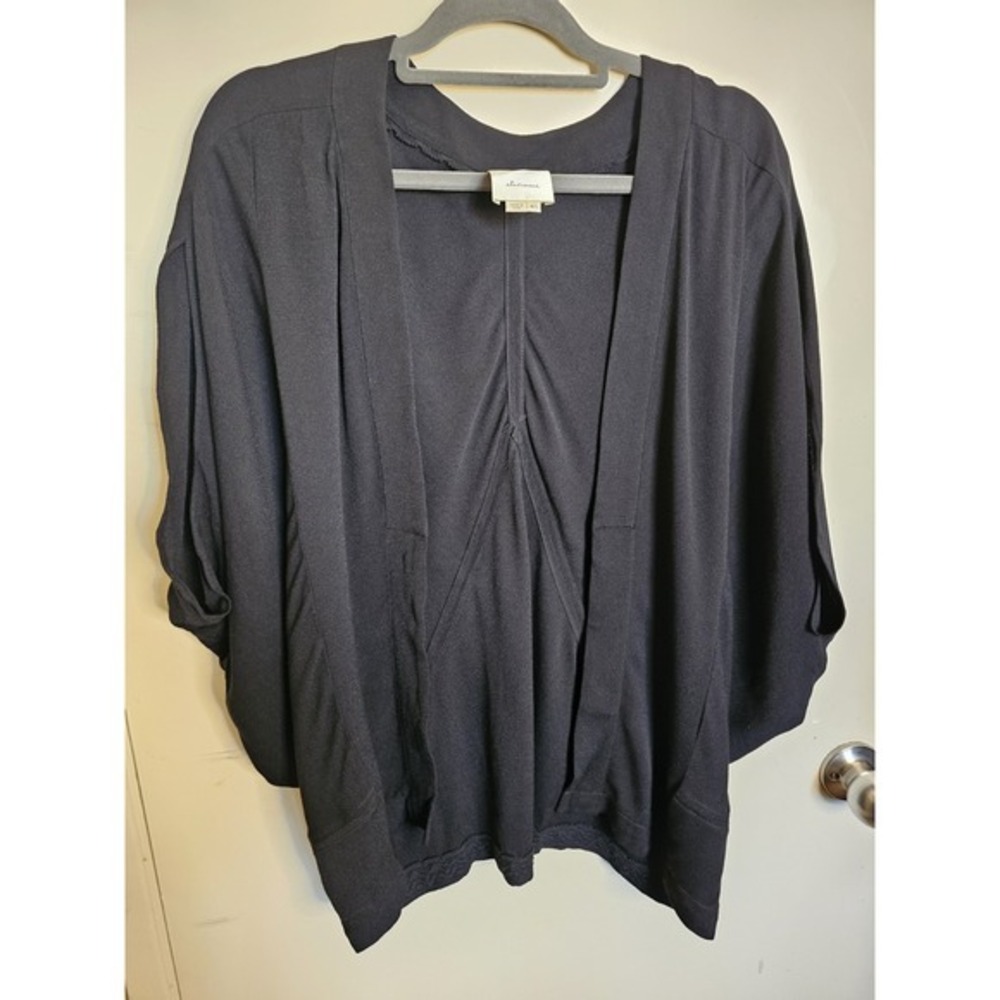 Anthropologie‎ Elevenses Jacket Black Open Women Cocktail Short Sleeve M/L